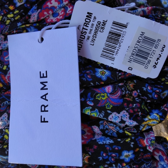 Nordstrom Frame All Over Floral One Shoulder Blouse Multicolor Size XS NWT - Picture 11 of 12